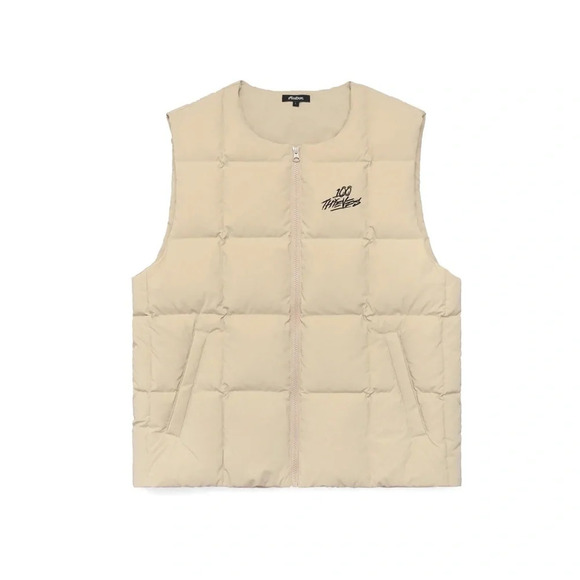 Malbon x 100 Thieves Flintlock Puffer Vest in Sand - Picture 1 of 7